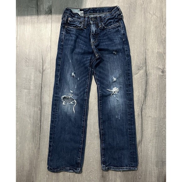 Vintage Abercrombie Jeans Youth Boys 10 Distressed Denim Jeans Excellent - Picture 1 of 4